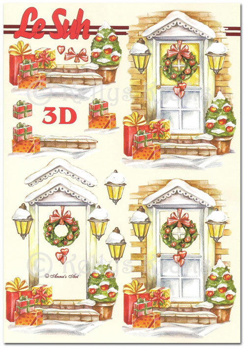 (image for) 3D Decoupage A5 Sheet - Christmas Door & Wreath (345621-01)