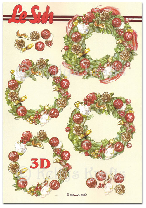 3D Decoupage A5 Sheet - Christmas Wreath (345621-11) - Click Image to Close