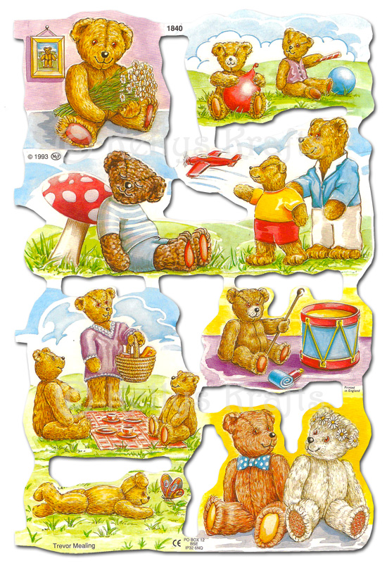 Die Cut Motif Sheet - Teddy Bears (1840)