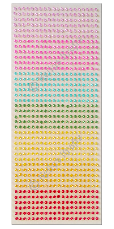 Adhesive Flatback Coloured Pearls, 3mm Diameter (800 Pieces) SCDOT056