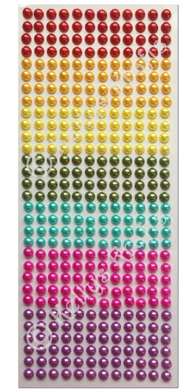 Adhesive Flatback Coloured Pearls, 6mm Diameter (372 Pieces) SCDOT057