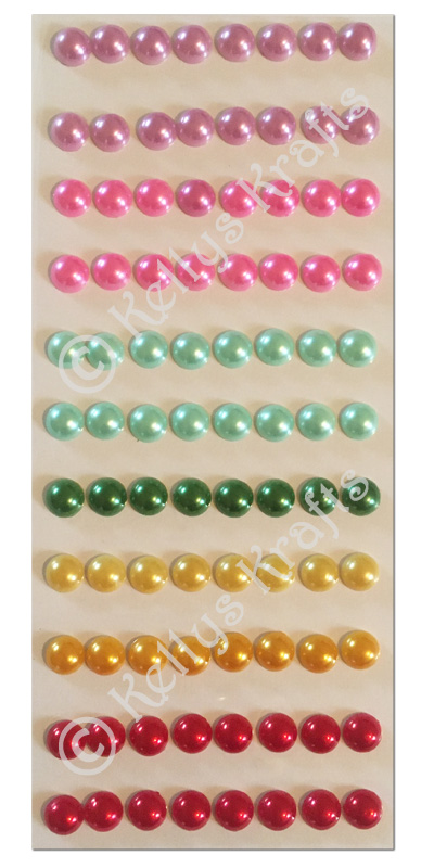 Adhesive Flatback Coloured Pearls, 10mm Diameter (88 Pieces) SCDOT058