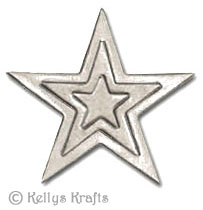 Shiny Silver Die Cut Stars (Pack of 5)