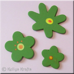 Wooden Flower Embellishments, Green (3 Pieces)