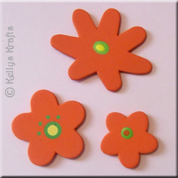 Wooden Flower Embellishments, Orange (3 Pieces)