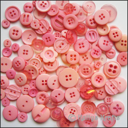 Craft Buttons, Assorted Sizes - Pink Tones (60g Bag)