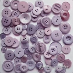 Craft Buttons, Assorted Sizes - Lilac/Lavendar Tones (60g Bag)
