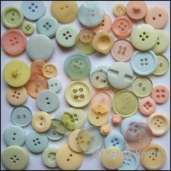 Craft Buttons, Assorted Sizes - Pastel Tones (60g Bag)