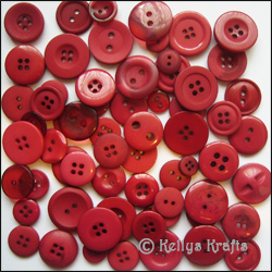 Craft Buttons, Assorted Sizes - Red Tones (60g Bag)