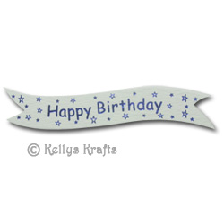 Die Cut Banner - Happy Birthday with Stars, Blue on White (1 Piece)