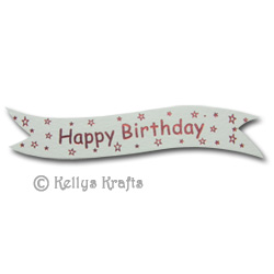 Die Cut Banner - Happy Birthday with Stars, Red on White (1 Piece)