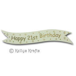 Die Cut Banner - Happy 21st Birthday, Gold on Cream (1 Piece)