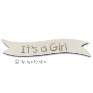 Die Cut Banner - It's A Girl, Silver on White (1 Piece)
