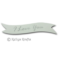 Die Cut Banner - I Love You, Silver on White (1 Piece)