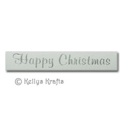 Die Cut Banner - Happy Christmas (straight), Silver on White (1 Piece)