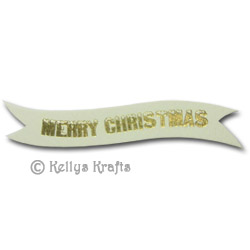 Die Cut Banner - Merry Christmas, Gold on Cream (1 Piece)