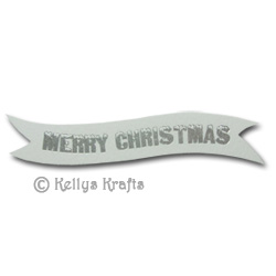 Die Cut Banner - Merry Christmas, Silver on White (1 Piece)