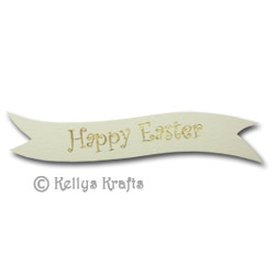 Die Cut Banner - Happy Easter, Gold on Cream (1 Piece)