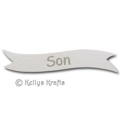 Die Cut Banner - Son, Silver on White (1 Piece)
