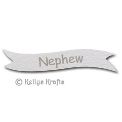 Die Cut Banner - Nephew, Silver on White (1 Piece)