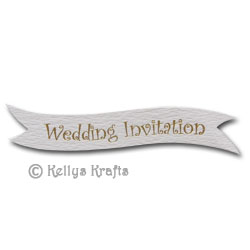 Die Cut Banner - Wedding Invitation, Gold on White (1 Piece)