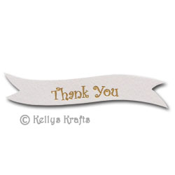 Die Cut Banner - Thank You, Gold on White (1 Piece)