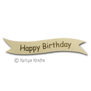 (image for) Die Cut Banner - Happy Birthday, Gold on Cream Pearl (1 Piece)