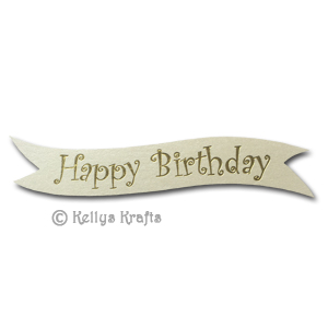 Die Cut Banner - Happy Birthday, Gold on Cream Pearl (1 Piece)