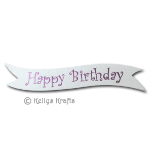 Die Cut Banner - Happy Birthday, Lilac on White Pearl (1 Piece)