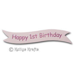 Die Cut Banner - Happy 1st Birthday, Pink on Pink (1 Piece)