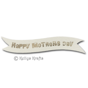 (image for) Die Cut Banner - Happy Mothers Day, Silver on White (1 Piece)