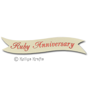 Die Cut Banner - Ruby Anniversary, Red on Cream (1 Piece)