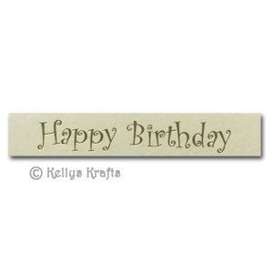 (image for) Die Cut Banner - Happy Birthday (straight), Gold on Cream Pearl