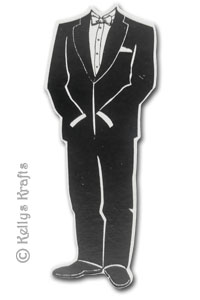 Tuxedo/Suit, Foil Printed Die Cut Shape, Black on White