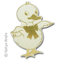 Duckling/Bird, Foil Printed Die Cut Shape, Gold on Lemon