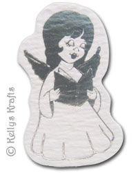(image for) Angel, Foil Printed Die Cut Shape, Silver on White