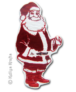 Santa Claus, Foil Printed Die Cut Shape, Red on White