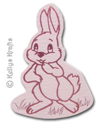 Bunny Rabbit, Foil Printed Die Cut Shape, Pink on Pink