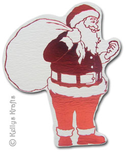 Large Santa Claus, Foil Printed Die Cut Shape, Red on White