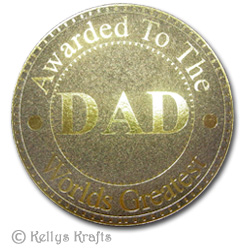 Dad Medal, Foil Printed Die Cut Shape, Gold on Bronze