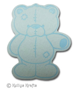 Teddy Bear, Foil Printed Die Cut Shape, Blue on Blue