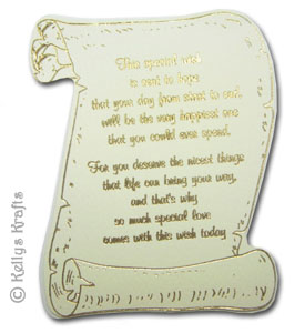 "Special Wish" Scroll, Foil Printed Die Cut Shape, Gold on Cream