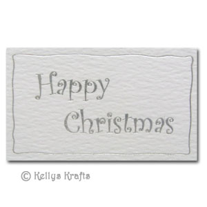 (image for) Happy Christmas, Foil Printed Die Cut Shape, Silver on White