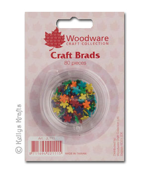 Mini Craft Brads, Flowers - Bright (80 Pieces) JL111