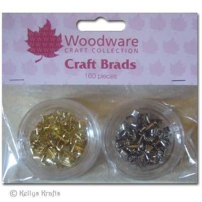 Mini Craft Brads, Squares - Gold & Silver (160 Pieces) JL102
