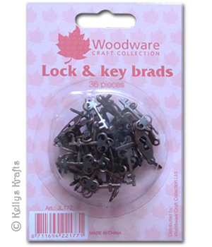 Craft Brads, Lock & Key - Bronze (36 Pieces) JL177