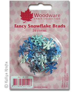 Craft Brads, Snowflakes - Blue/White (24 Pieces) JL120