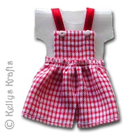 Fabric Red and White Dungarees