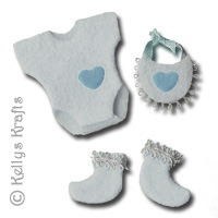 Fabric/Felt Baby Boy Outfit with Bib and Booties - Blue