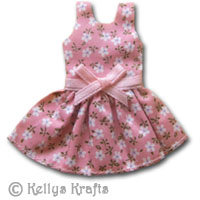 Fabric Flowery Floral Dress with Pink Bow